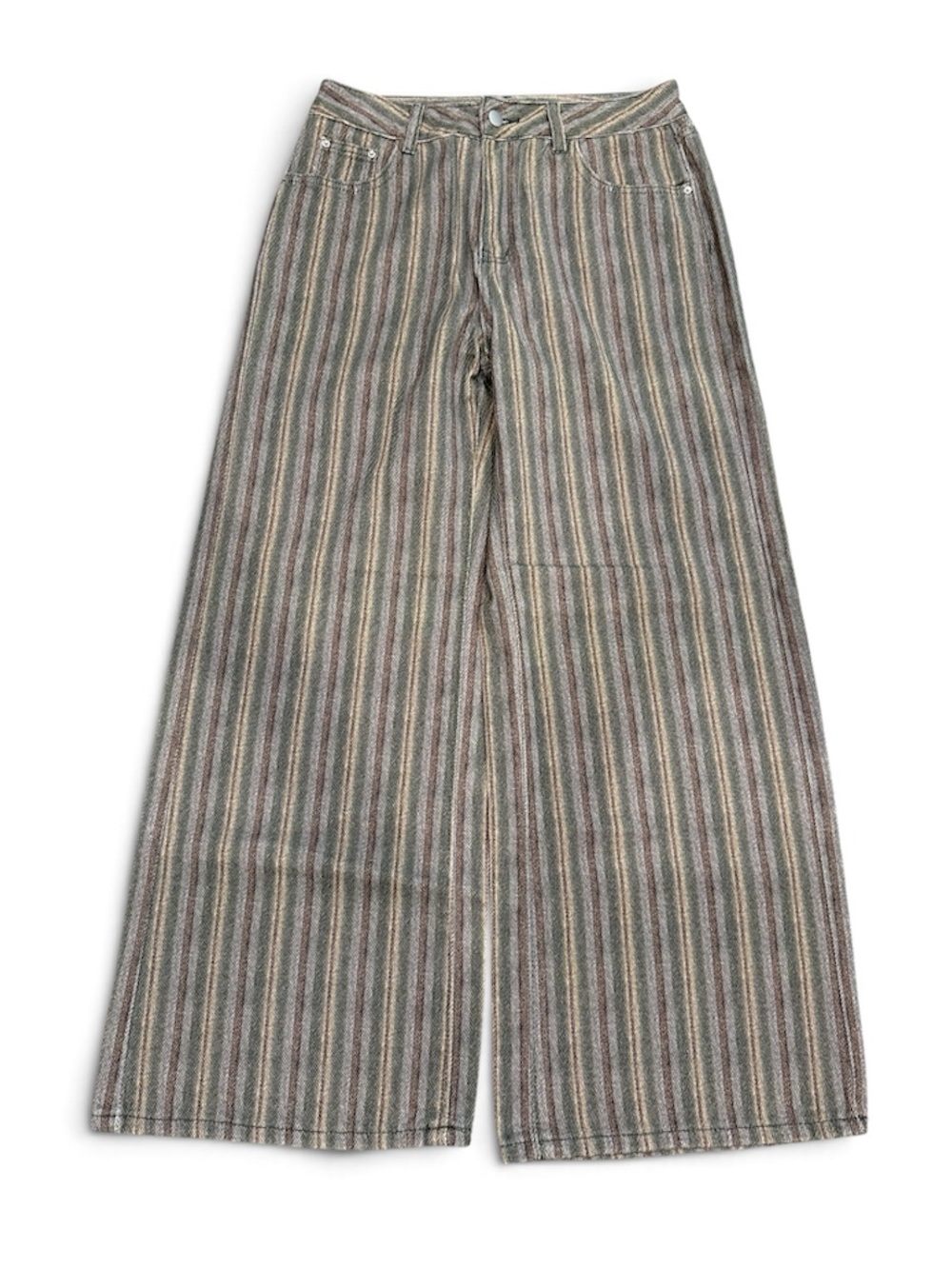 SHEIN | NWOT Striped Wide-Leg Jeans in Green and Brown